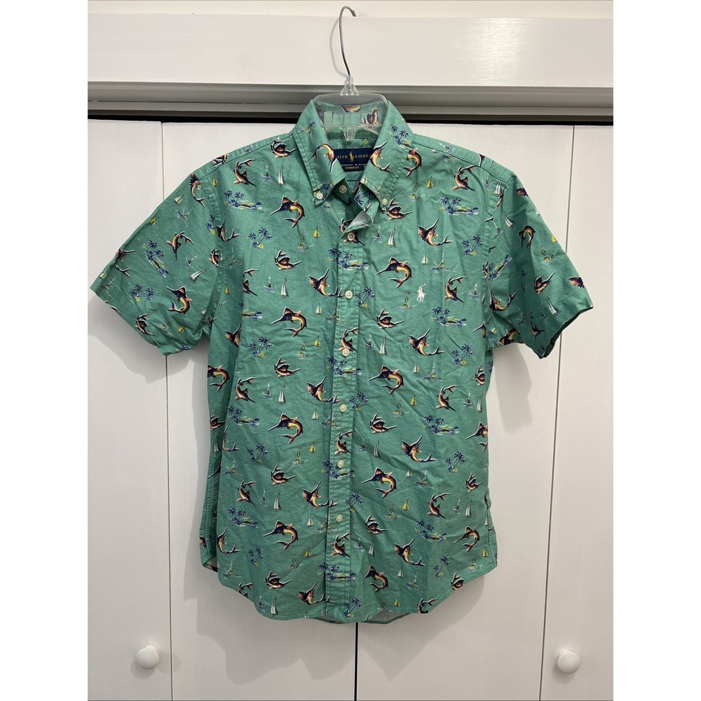 Polo Ralph Lauren Shirt Men's Sz S, Classic Fit Untucked Fit Marlin Print Oxford